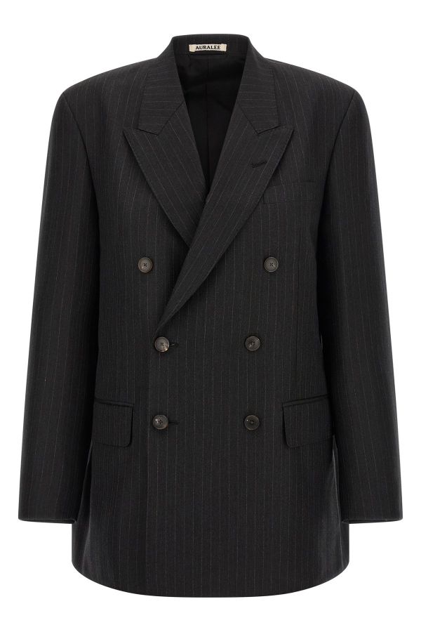  Auralee Pinstriped Long Blazer 
