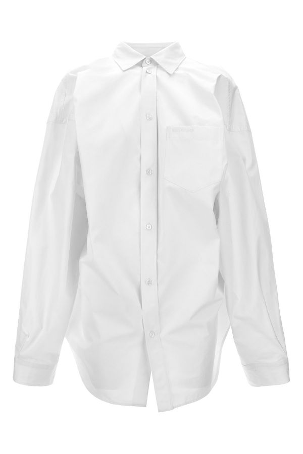  Balenciaga Asymmetric Shirt With Logo Embroidery 