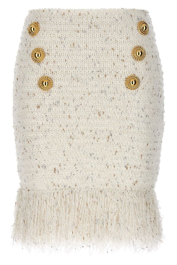  Balmain 'fringed Tweed' Skirt 