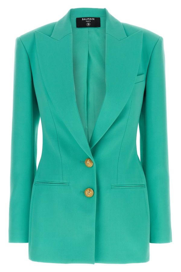  Balmain Logo Button Double-breasted Blazer 