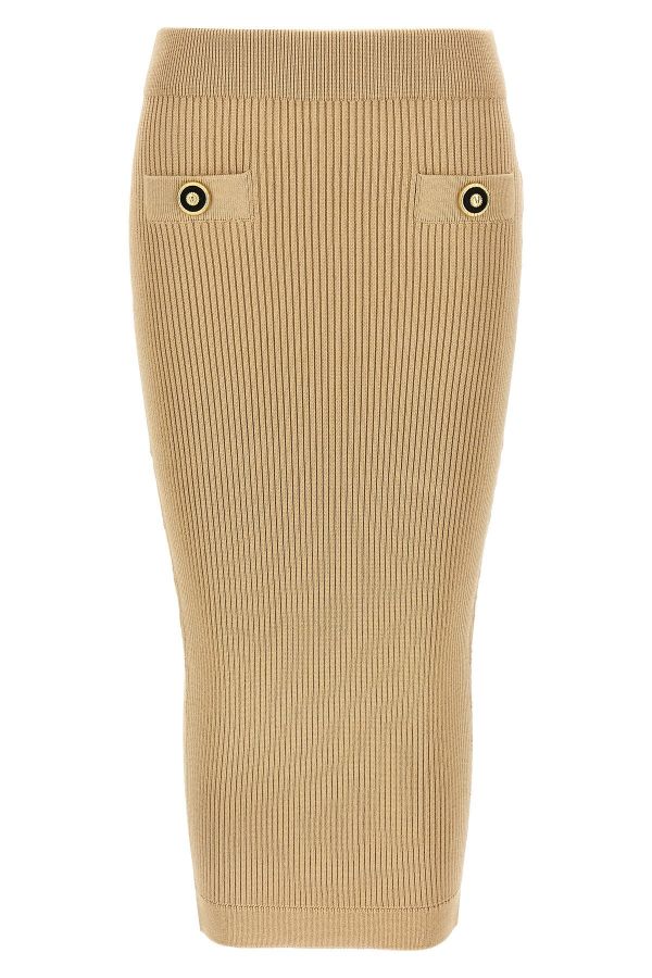  Balmain Ribbed Midi Skirt 