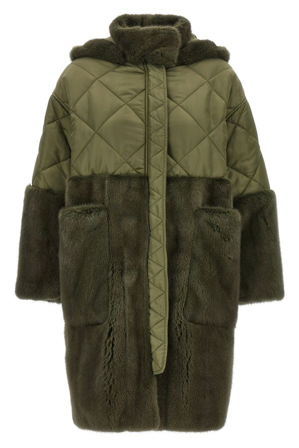  Blancha 'nylon Diamond-visone' Long Down Jacket 
