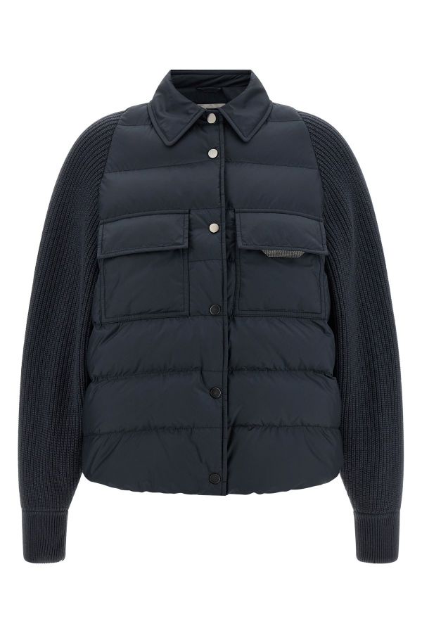  Brunello Cucinelli 'shiny Flap Detail' Down Jacket 
