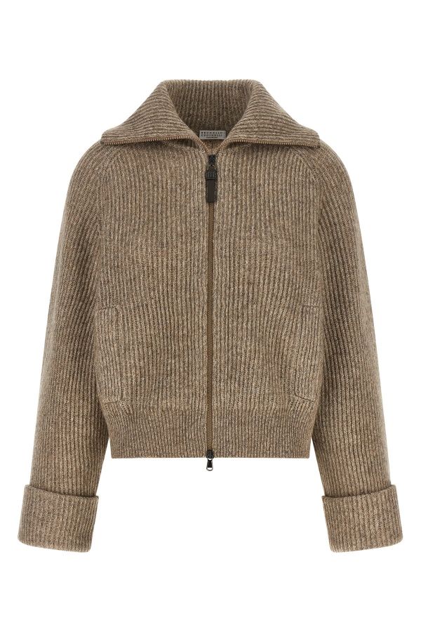  Brunello Cucinelli 'shiny Zipper Pull' Cardigan 