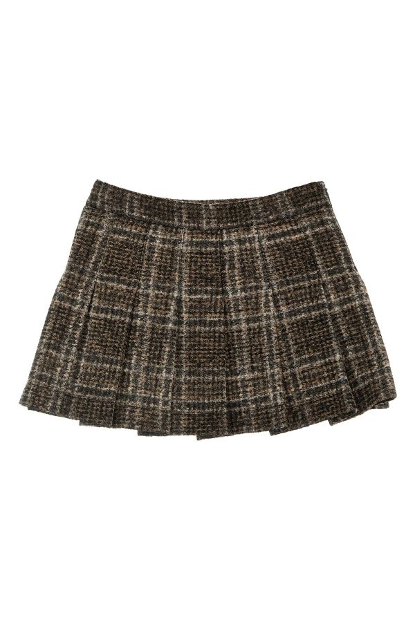  Douuod Check Pleated Skirt 
