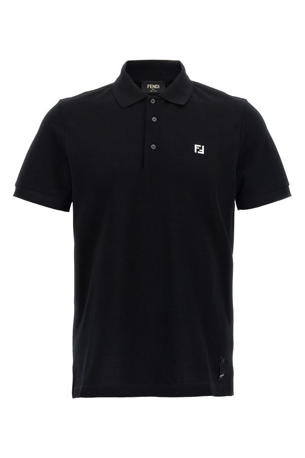  Fendi Ff Metallic Logo Polo Shirt 