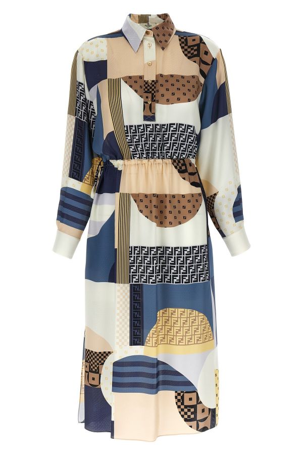  Fendi Patchwork Silk Dress 