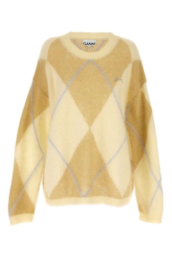  Ganni Logo Embroidery Diamond Sweater 
