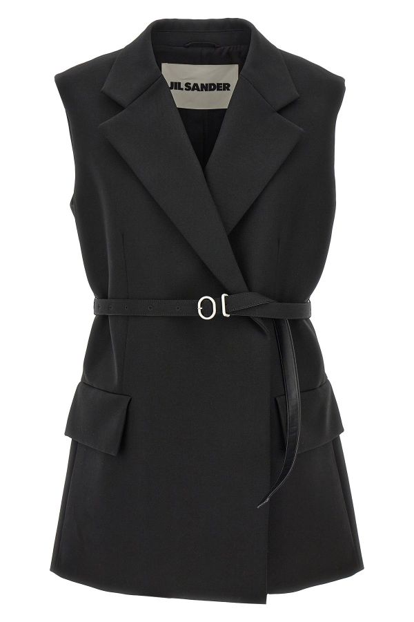  Jil Sander Belt Wool Vest 