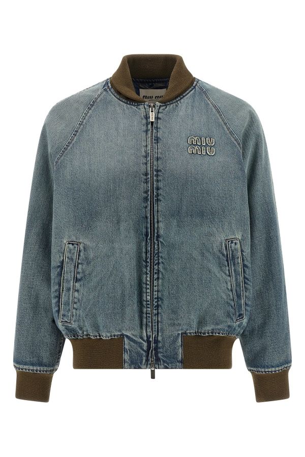  Miu Miu Denim Bomber Jacket 