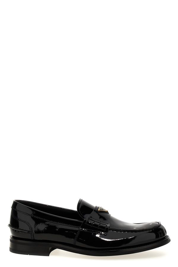  Prada Logo Patent Leather Loafer 
