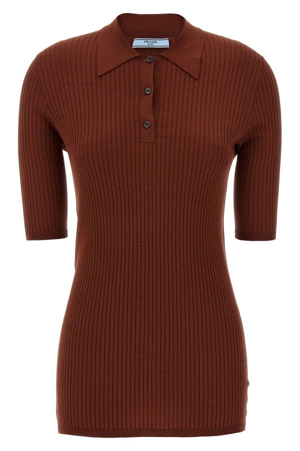  Prada Ribbed Polo Shirt 