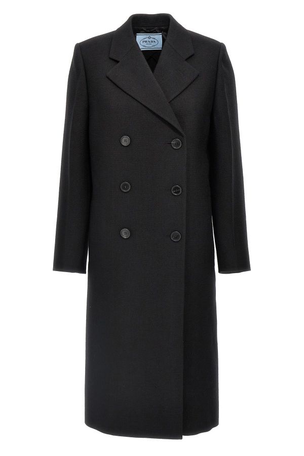  Prada Satin Insert Double-breasted Coat 