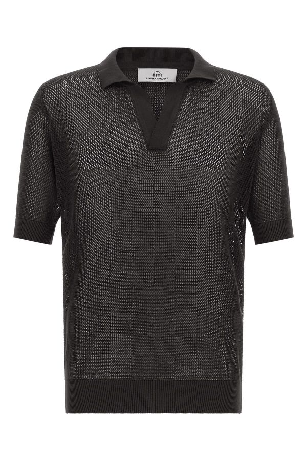  Riviera Project Openwork Cotton Polo Shirt 