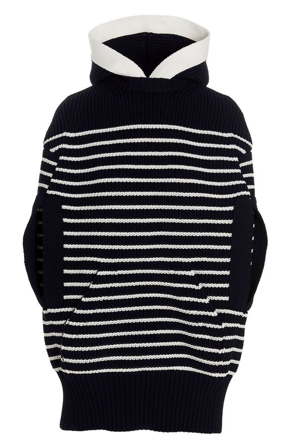  Sacai Striped Hooded Cape 