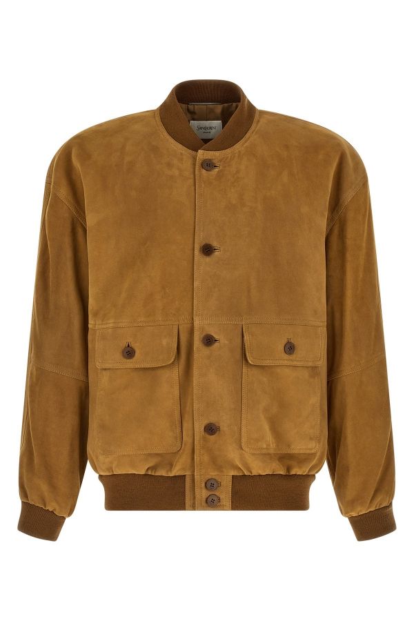  Saint Laurent Suede Bomber Jacket 