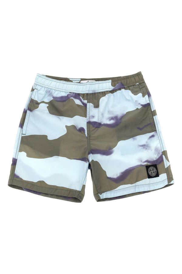  Stone Island Junior Logo Patch Swim Shorts 