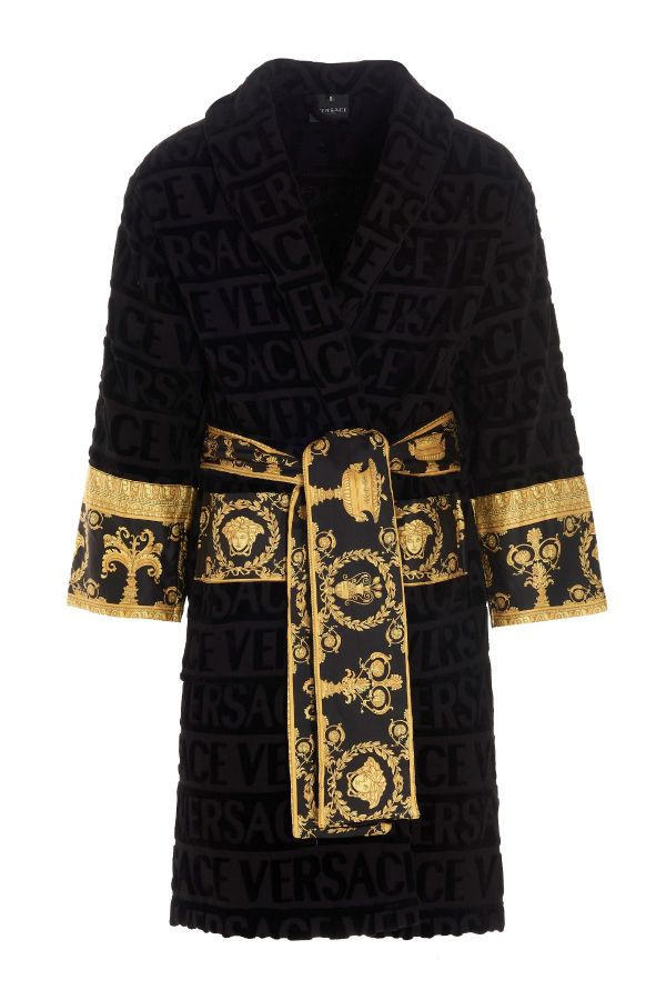  Versace Home Embossed Logo Bathrobe 