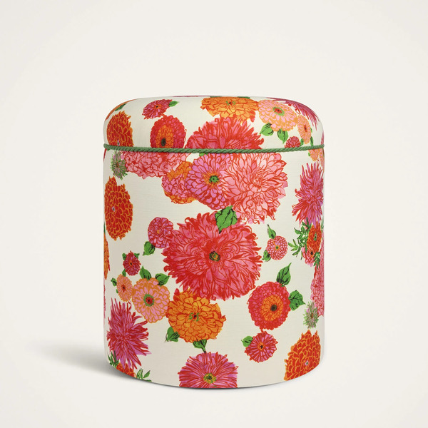  La Doublej Cushions & Poufs Gend - Baba' Outdoor Pouf Bright Blooms Pink One Size 45% Polyurethane Foam 30% Polyester 20% Wood 5% Others 