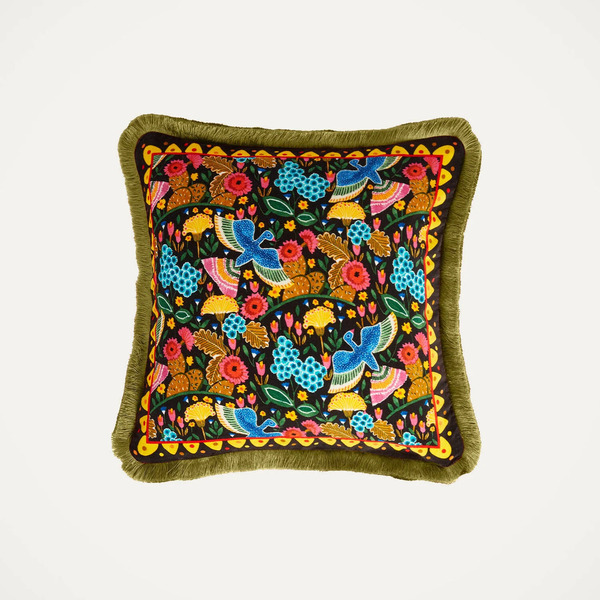  La Doublej Cushions & Poufs Gend - Velvet Cushion Colombo Black One Size 47% Cotton Velvet 53% Polyester 