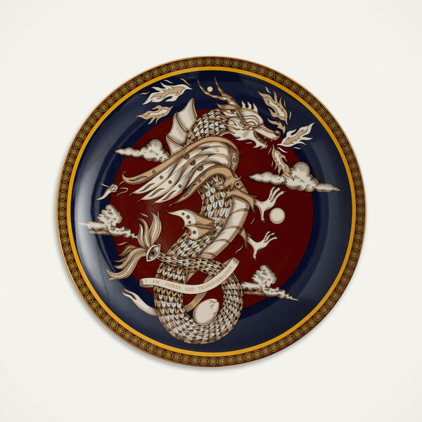  La Doublej Decorative Objects Gend - Decorative Plate The Dragon Midnight Blue One Size 100% Porcelain 
