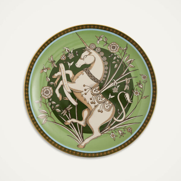  La Doublej Decorative Objects Gend - Decorative Plate The Unicorn Light Green One Size 100% Porcelain 