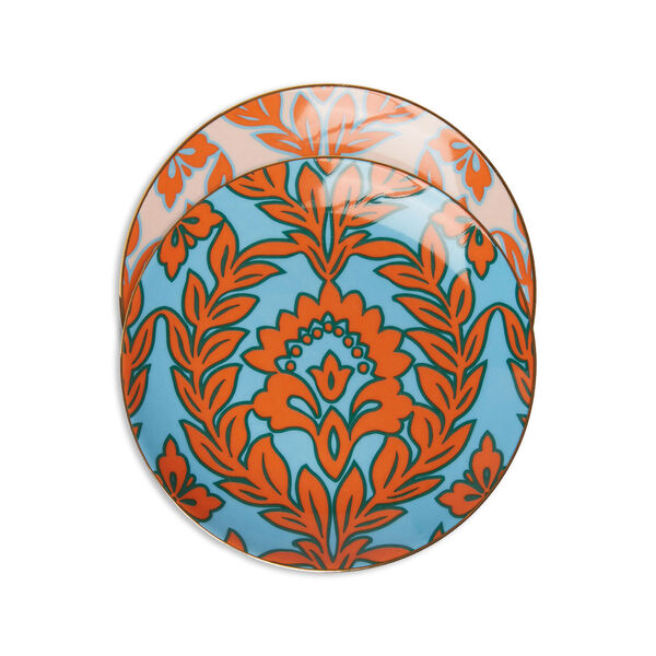  La Doublej Dessert & Side Plates Gend - Side Plates Set Of 2 Turquoise - Pink Garland One Size 100% Porcelain 