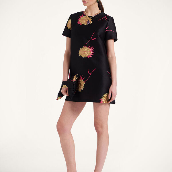 La Doublej Dresses Gend - Mini Swing Dress Derby Black L 83% Polyester 9% Cotton 5% Silk 3% Polyamide 