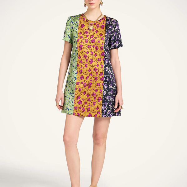  La Doublej Dresses Gend - Mini Swing Dress Honeysuckle Tricolor Yellow L 88% Polyester 7% Silk 5% Polyamide 