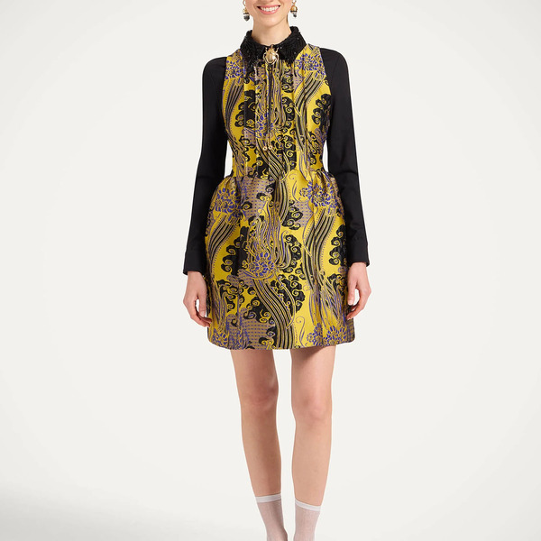  La Doublej Dresses Gend - Pirhouette Mini Dress Atlantis Yellow L 93% Polyester 4% Silk 3% Polyamide 