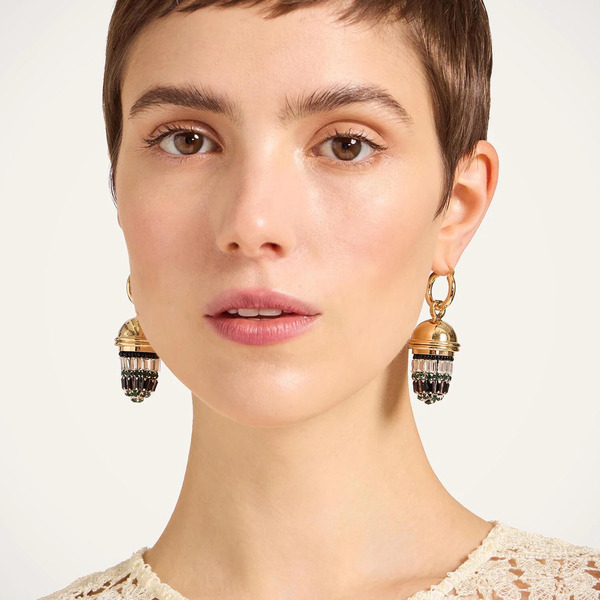  La Doublej Earrings Gend - Lantern Earrings 24k Gold Plate & Crystal Embroidery One Size 65% Brass 37% Acrylic 3% Glass 
