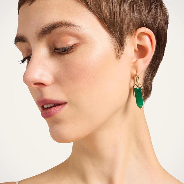  La Doublej Earrings Gend - Pillar Earrings 24k Gold Plate & Aventurine One Size 60% Aventurine 40% Brass 