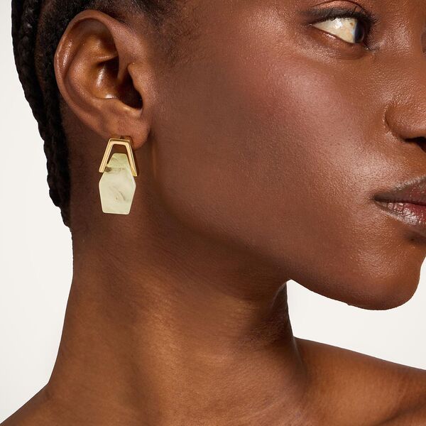  La Doublej Earrings Gend - Portal Earrings 24k Gold Plate & Green Resin One Size 60% Resin 40% Brass 