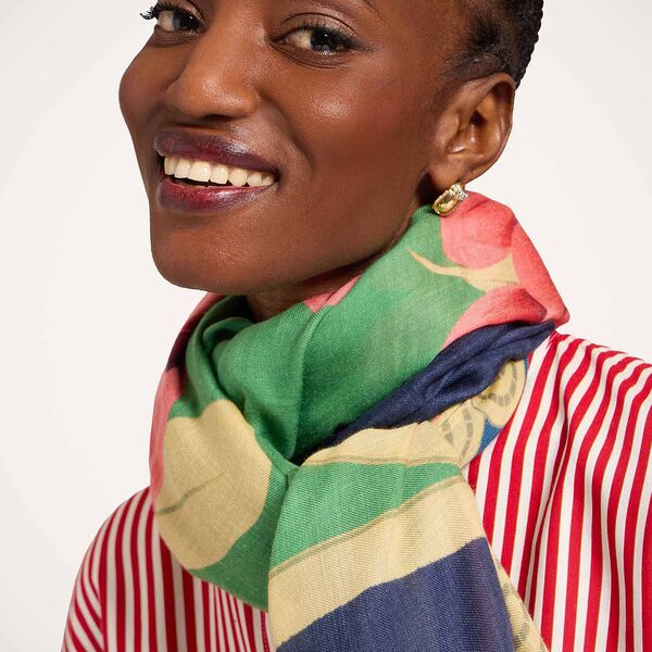  La Doublej Foulards & Scarves Gend - Foulard 140 Queen Peony Placée Blue One Size 85% Modal 15% Silk 