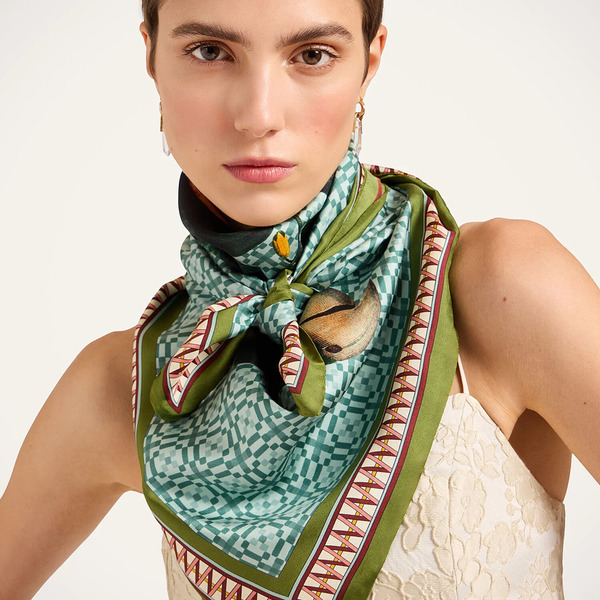  La Doublej Foulards & Scarves Gend - Foulard 90 Zooflora Parrotstem Placée Light Blue One Size 100% Silk 