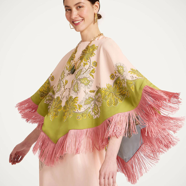  La Doublej Foulards & Scarves Gend - Mini Poncho Swathe Placée Pink One Size 96% Viscose 4% Elastane 
