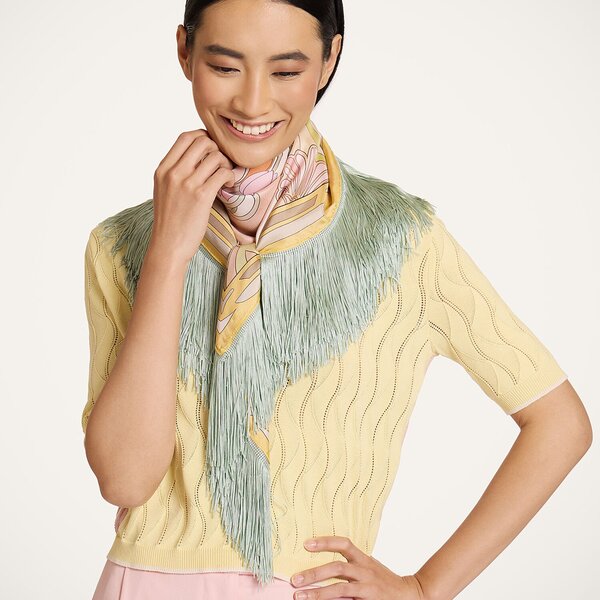  La Doublej Foulards & Scarves Gend - Reversible Fringe Foulard 90 Tulip Placée Green One Size 100% Silk 