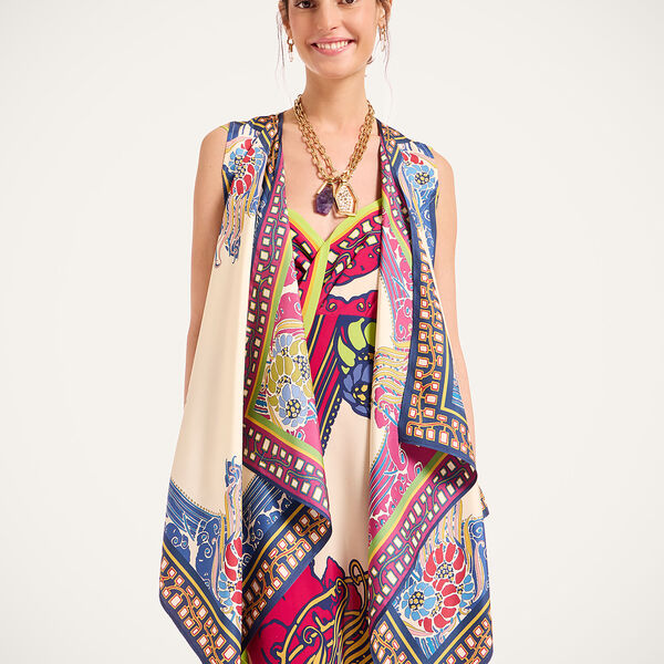  La Doublej Foulards & Scarves Gend - Scarf Gilet Lemuria Placée Blue M/l 80% Silk 18% Viscose 2% Elastane 