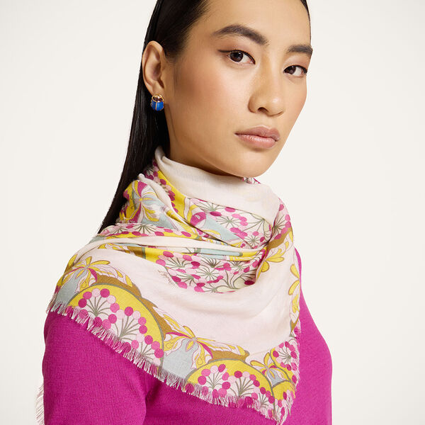  La Doublej Foulards & Scarves Gend - Scarf (70x180) Florette Placée Fuchsia One Size 85% Modal 15% Silk 