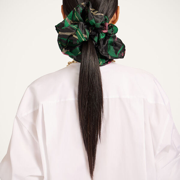  La Doublej Hair Accessories Gend - Giga Scrunchie Bamboo Black One Size 50% Polyester 25% Silk 19% Viscose 5% Metal Polyester 