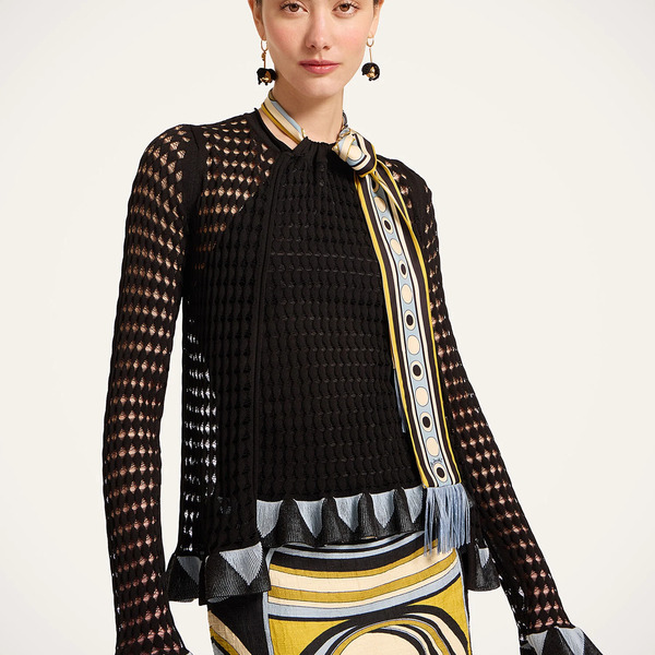  La Doublej Knitwear Gend - Fiocchetto Cardigan Solid Black M 54% Viscose 30% Polyester 10% Silk 6% Cotton 