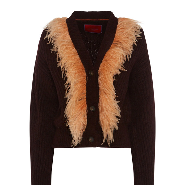  La Doublej Knitwear Gend - High Kick Cardigan Bordeaux L 66%baby Alpaca 22%polyammide 10%wool Merino Fine 2%ostrich Feathers 