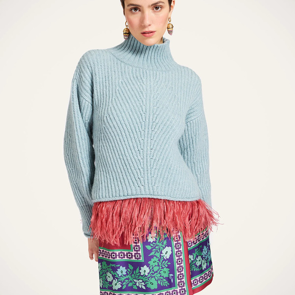  La Doublej Knitwear Gend - High Kick Sweater Powder Blue Xs 66%baby Alpaca 22%polyammide 10%wool Merino Fine 2%ostrich Feathers 