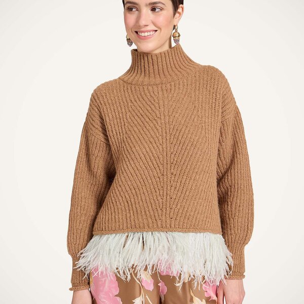  La Doublej Knitwear Gend - High Kick Sweater Solid Camel L 66%baby Alpaca 22%polyammide 10%wool Merino Fine 2%ostrich Feathers 