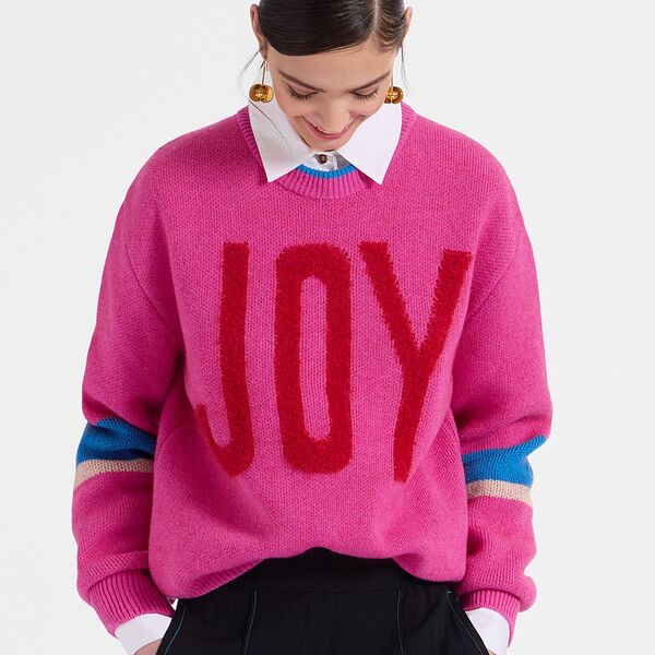  La Doublej Knitwear Gend - Joy Sweater Color Block Pink & Red L 65% Wool 18% Mohair 11% Polyamide 6% Cashmere 
