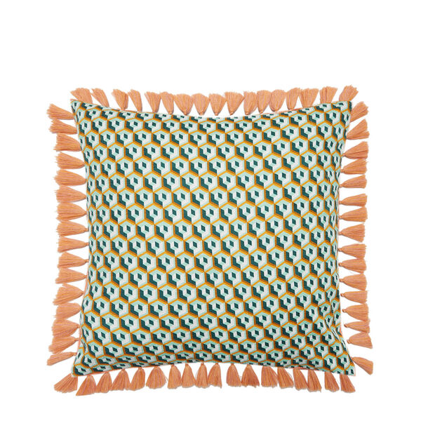  La Doublej Ldj Homeware Archive Gend - Cushion With Fringes (50x50) Cubi Verde One Size 90% Cotton 8% Polyester 2% Elastane 