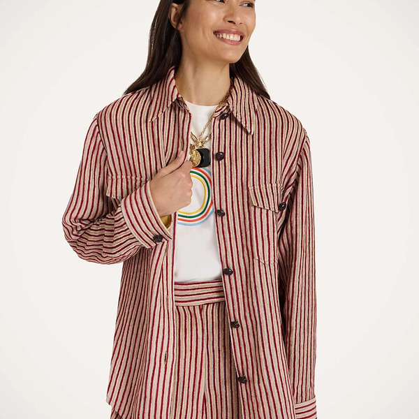  La Doublej Outerwear Gend - Better Than Your Boyfriend's Jacket Color Block Red & Beige L 44% Linen 37% Viscose 18% Cotton 1% Polyester 