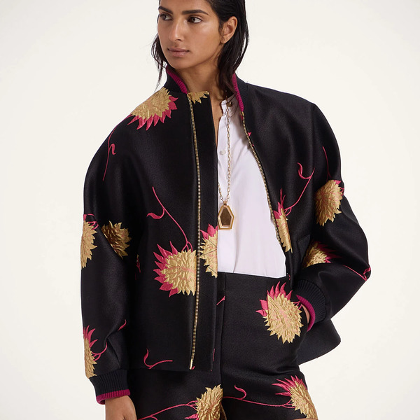  La Doublej Outerwear Gend - Brooklyn Bomber Derby Black L 83% Polyester 9% Cotton 5% Silk 3% Polyamide 