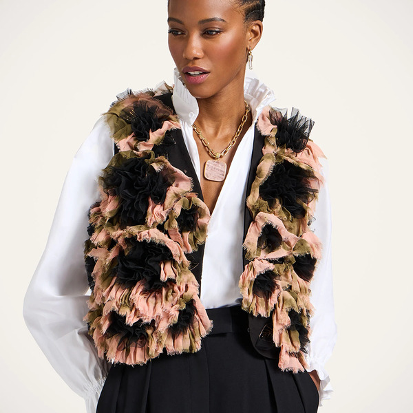  La Doublej Outerwear Gend - Lou Vest Multicolor Black Xs 45% Polyester 5% Elastan 20% Viscose 20% Nylon 10% Glass Beads 