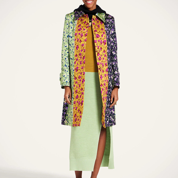  La Doublej Outerwear Gend - Precious Coat Honeysuckle Tricolor Yellow Xs 88% Polyester 7% Silk 5% Polyamide 